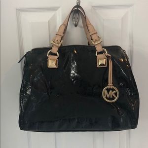 Michael Kors black glossy handbag